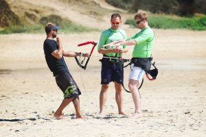 Demonstration of safety systems in kitesurfing