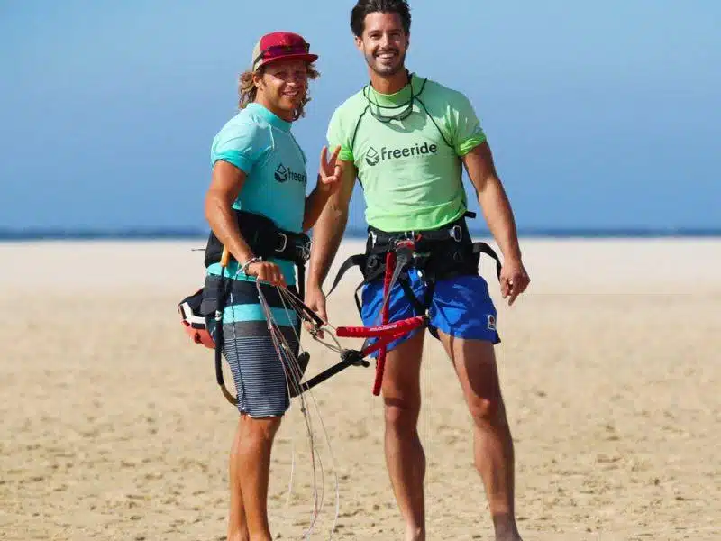 Beginner kiteboarding class in Los Lances beach in Tarifa Spain