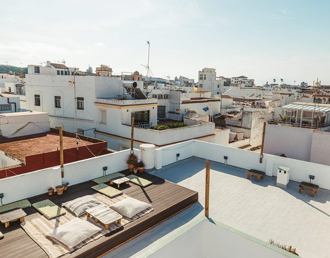 Rooftop kite hostel old town Tarifa