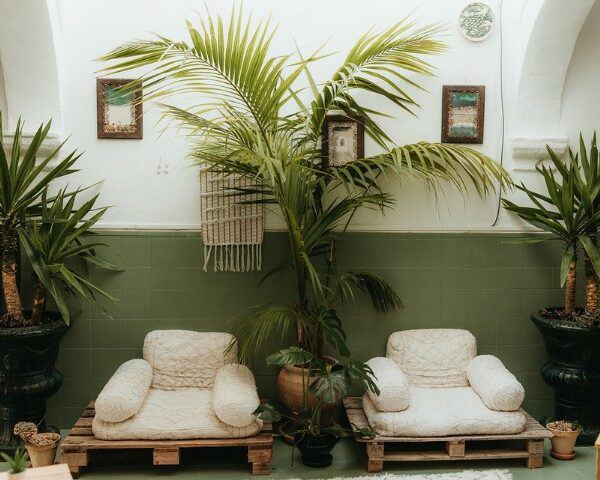 Espace détente décoration bali à Tarifa à l'hostel Africa