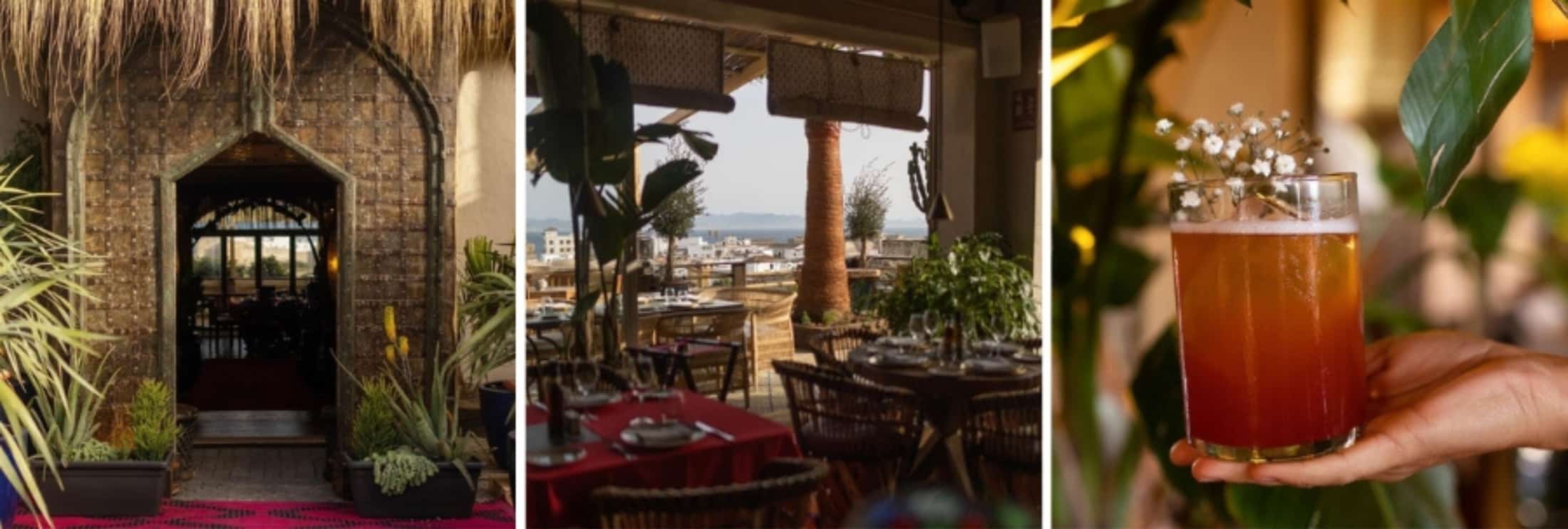 Bar lounge avec vue imprenable sur la côte et boissons