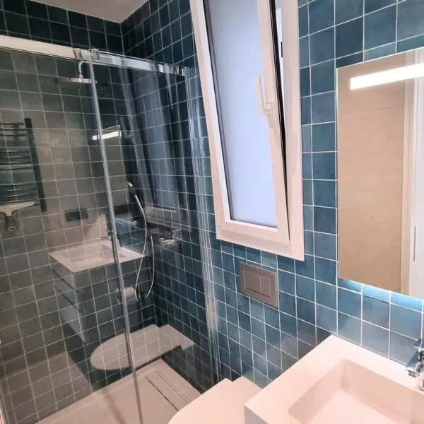 Bathroom with shower brand new designed.